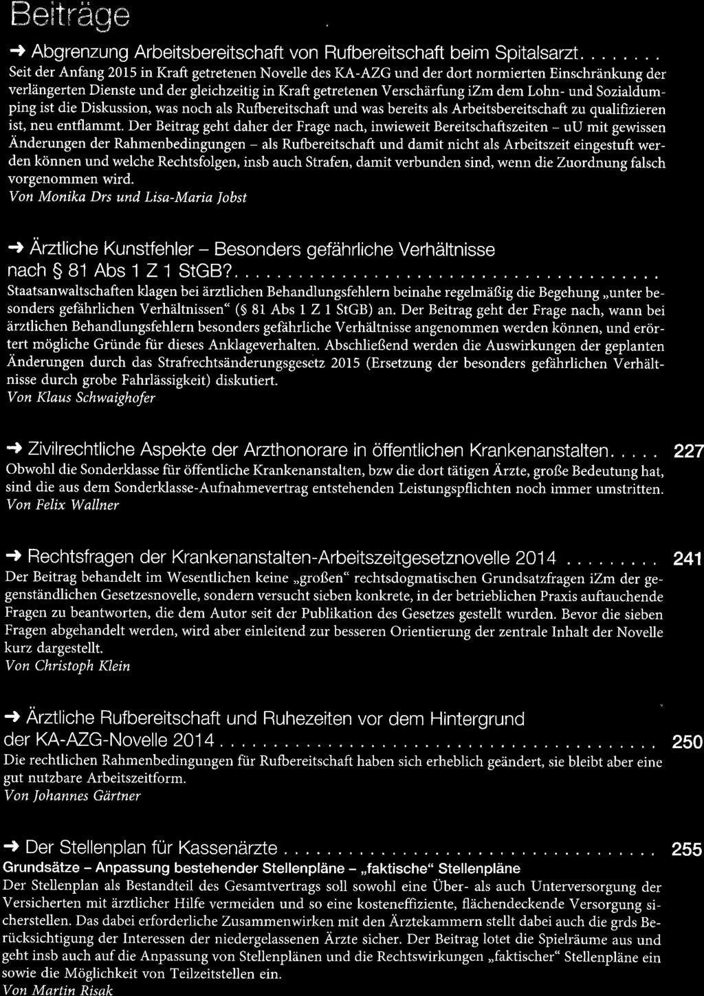 RdM NHALT] +Editorial,... Gmundner Medizinrechts-Kongress 201 5 Von Hon.-Prof. KAD Dr.