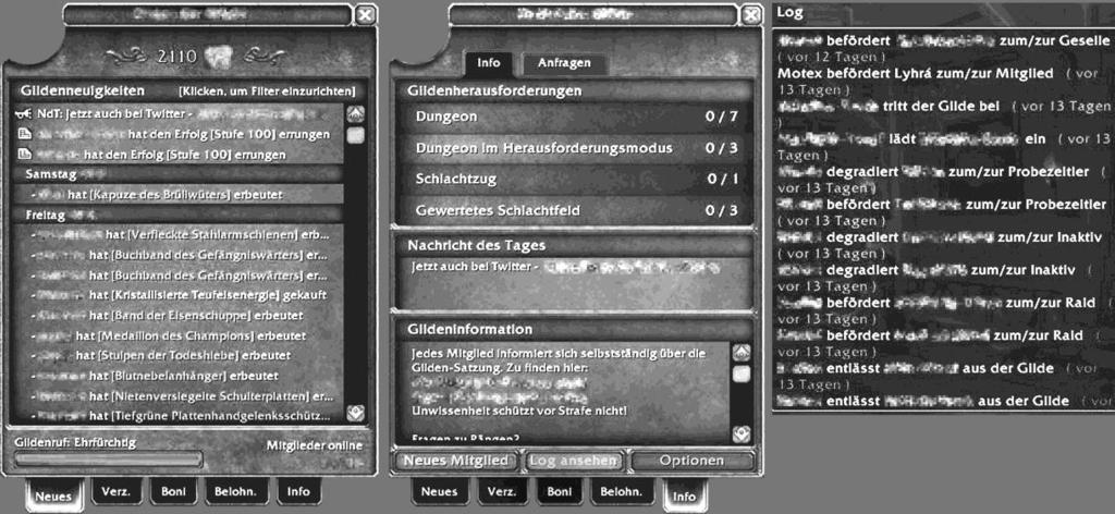 2 Online-Rollenspielwelten 35 Abb. 2-6: Informationen im Gildenfenster in World of Warcraft Wie Abb.