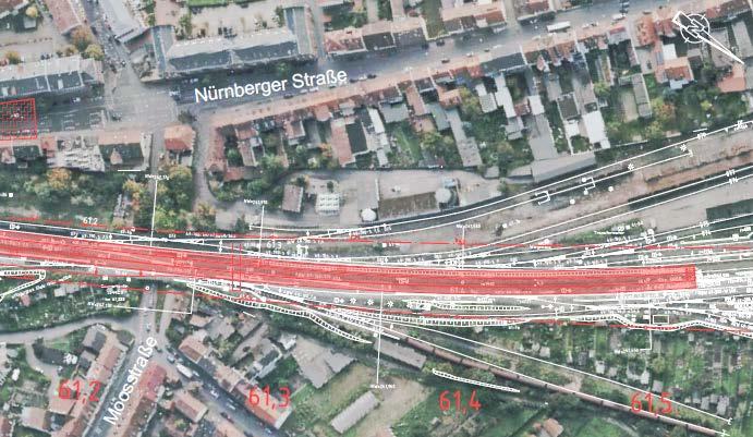 Planfeststellungsabschnitt 22 Bamberg, Variante 5 Tunnel 2. Trassierung von Süd nach Nord 2.