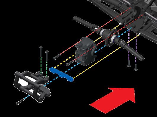 EINSTELLEN DES MODELL 7. Entfernen Sie mit einem 1,5 mm Innensechskantschlüssel die beiden Gewindestifte, mit denen die Antriebswellenbügel an der Differential- Ausgangswelle befestigt sind.