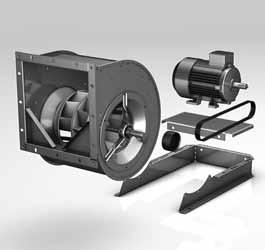 Hochleistungs- Radialventilator ADH zweiseitig saugend für Riemenantrieb Trommellaufrad mit vorwärtsgekrümmten Kreisbogenschaufeln aus verzinktem Stahlblech gefertigt A Volumenströme bis 0,000 m³/h A