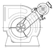 AT 7/7-18/18 Radialventilatoren für Riemenantrieb / Komplettierung Komplettierung mit Motorwippe Bei Verwendung der Motorwippe kann der Motor "Huckepack direkt auf den Ventilator (S-Version)