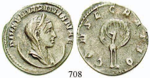 selten, 705 Antoninian 251-253,    sechäuligem Tempel, unten vier Punkte. RIC 235var.