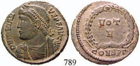 mit Diadem DN IOVIANVS P F AVG / VOT V im Kranz, Mzz. RIC 178. - 100,- Constantius II.