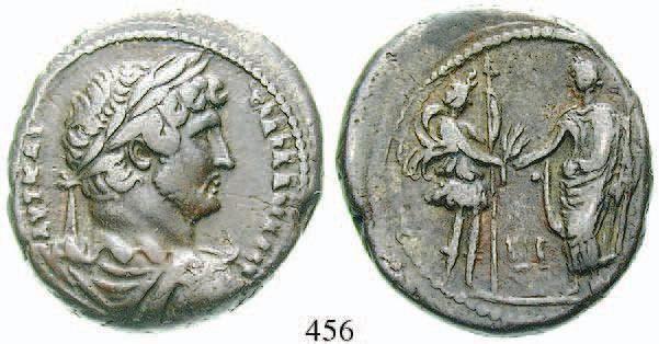 456 Hadrianus, 117-138 Ägypten, Alexandreia. Bi-Tetradrachme 130-131.