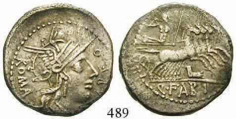 herrliche dunkle Patina, 489 Q. Fabius Labeo, 124 v.chr. Denar 124 v.chr., Rom.