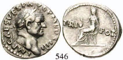 mit Kranz und Palmzweig, Münzzeichen EPHE. RIC 333. + 630,- 545 Denar 70, Ephesus. Kopf r.