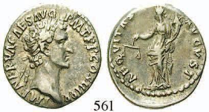 Speer und Parazonium. RIC 353. 150,- 561 Nerva, 96-98 Denar 97, Rom.