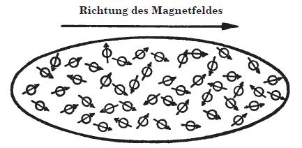 Moleküle dieser Orientierung folgen. Wird die Feldstärke erhöht, nimmt die Magnetisierung proportional zu, und immer mehr Gasmoleküle ordnen sich parallel zum Feld an.
