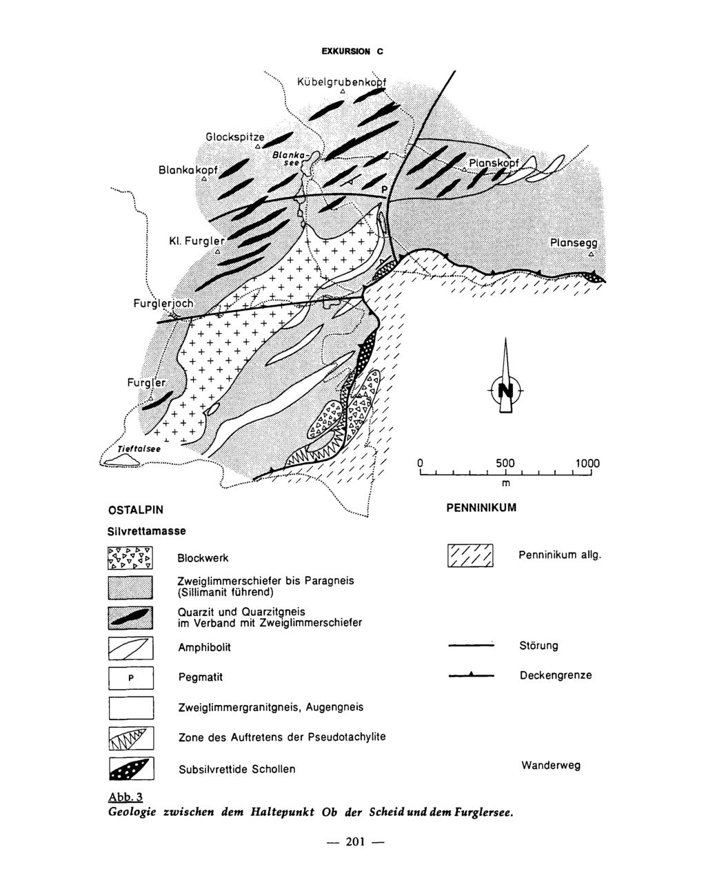 Kübelgrubenko'pf Glockspitze Blankakopf OSTALPIN PENNINIKUM Silvrettamasse > V > J> V t> > t>?