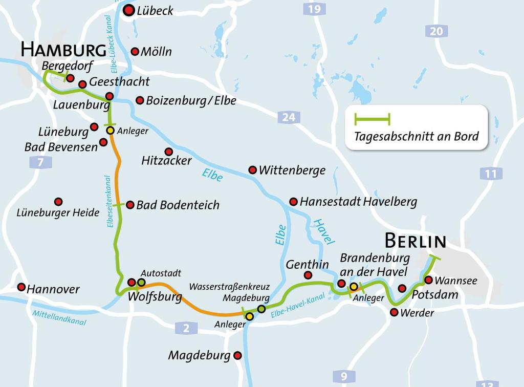 Mini-Kreuzfahrt von Berlin nach Hamburg Sie suchen nach einem Urlaubsziel im eigenen Land? Warum weit wegfliegen, wenn es doch auch in Deutschland so wunderschöne Orte zu entdecken gibt?