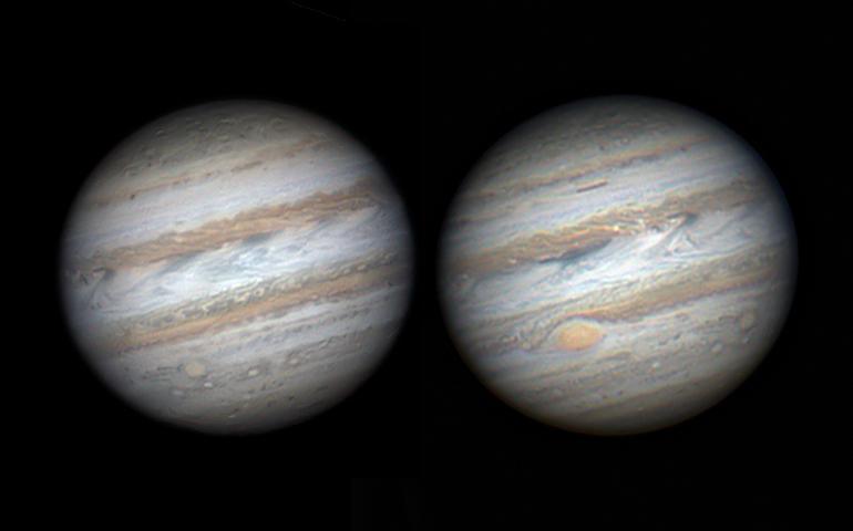 ASI120MM-Beispiel (1) Jupiter mit 12 min / 15 min derotiert Celestron C11-Teleskop mit selbstgebautem Telekonverter, Kamera ASI 120 MM,