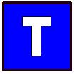 Schaltsignale St 7 Ausschalten! Streckentrenner Eine quadratische blaue Tafel mit einem weißen T.