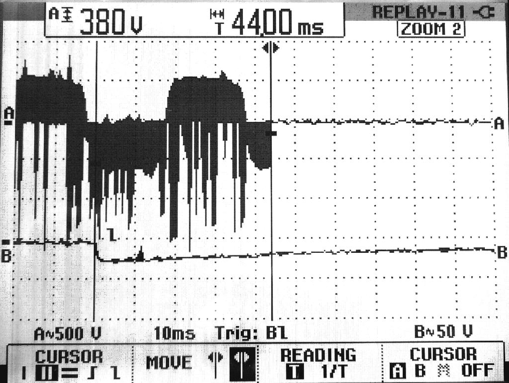 5. Abschaltzeit Die typische Abschaltzeit bei Aktivierung des Sicheren Halt ist < 50 ms. Abb. 6 Abschaltzeit Abb. 6 zeigt die Messung der Abschaltzeit. Gemessen wurde mit einem FLUKE 196B Scopemeter.
