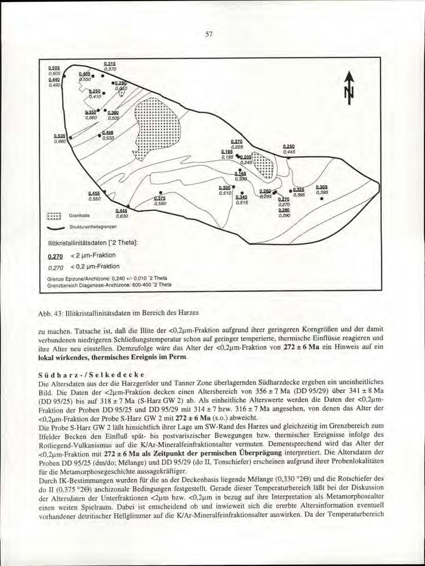 57 ~ 0,605 QMQ 0,490 ED '-- Granitoide Slruktureinheitsgrenzen litkristaliinitätsdaten ['2 Theta): Q.