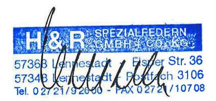 Der (Inhaber des Teilegutachtens) hat den Nachweis erbracht, daß er ein Qualitätssicherungssystem entsprechend Anlage XIX, Abschnitt 2 StVZO unterhält (Zertifikat- Registrier-Nr.: 49 02 0291210).