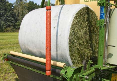 Geballte Futterqualität Die Umwicklung des Ballenumfangs mit einseitig klebender Stretchfolie unter höchster Spannung bietet beste Voraussetzungen für Wickelsilage.