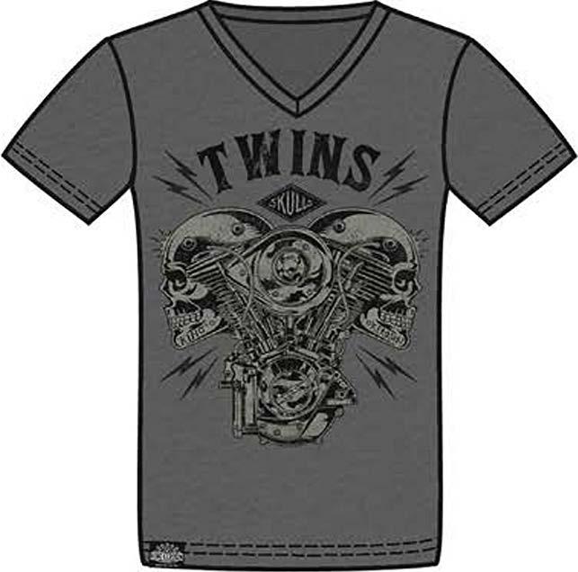 V-Neck Shirts FS - 2017 V Twin Skull - V-Neck Shirt Melange - Black V Twin Skull - V-Neck Shirt Melange - Steel Grey Art.Nr.: 712-033-01 5 - M - L - XL - 2XL - 3XL. II, 11 2 1 ''II', J, 1. 1 1,!