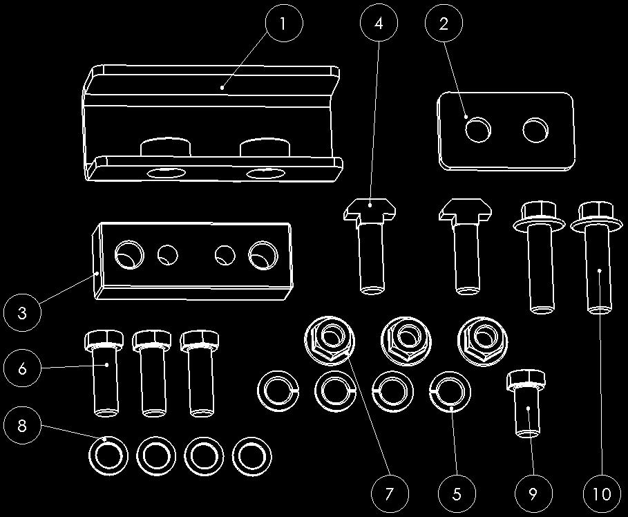 Befestigungsmaterial Mittelabstützung / Central Support Mounting 1 16171 U-Stück Bracket 2 16172 Einschraub-Stück Bolt-In Unit 3 16173 Unterlegplatte Base Plate 4 70181 Hammerschrauben T-head