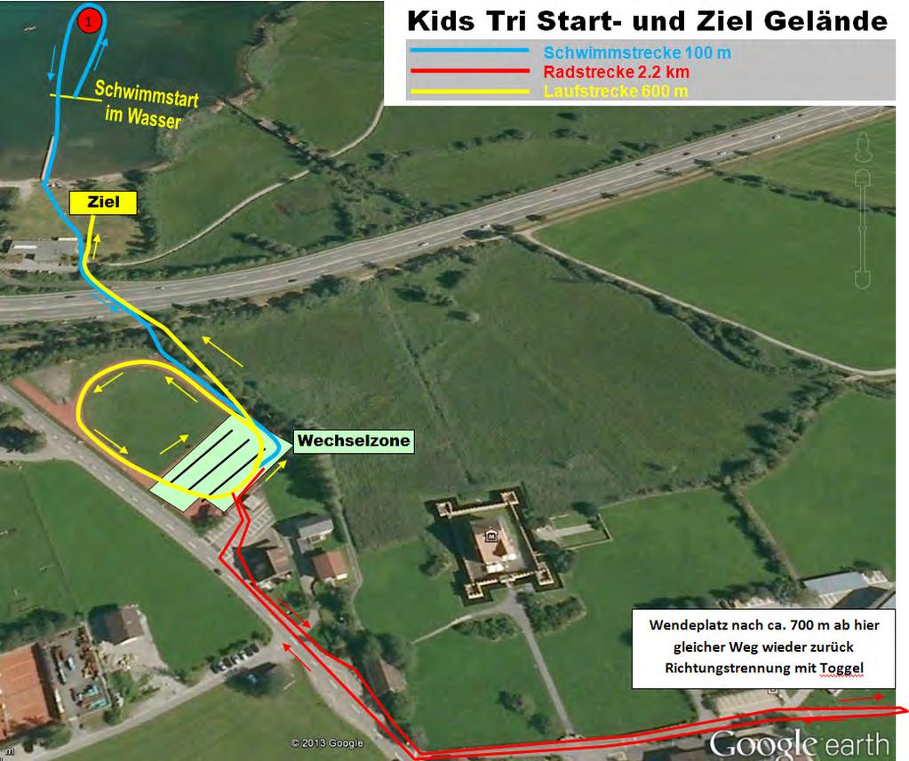 10 Streckenplan Kids Triathlon: Startzeit 10:50 Uhr