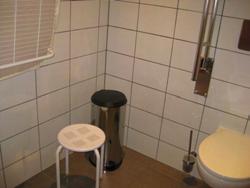 WC WC Unisex WC für Menschen mit Behinderung, das als solches gekennzeichnet ist Tiefe des WC-Beckens: 54 cm Bewegungsfläche links neben dem WC - Breite: 103 cm Bewegungsfläche links neben dem WC -