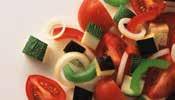 Gemüsemischungen 8252 ardo Ratatouille 2,5 Tomaten geviertelt: ca. 38%, Zucchini gewürfelt: ca. 20%, Auberginen gewürfelt: ca. 20%, Zwiebelscheiben: ca. 0%, Paprika rot Streifen: ca.