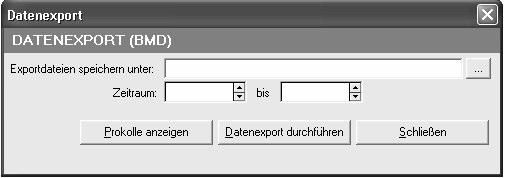 Datenexport BMD Um die Buchungen zu exportieren, damit diese in BMD mit dem Programm pr08a importiert werden können, klicken Sie auf Menü Datenexport und wählen den Menüpunkt BMD-Export aus.