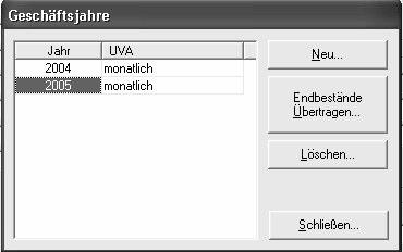 Klicken Sie auf die Schaltfläche Neu/Ändern um das Detailfenster für die Eingabe eines Geschäftsjahres zu öffnen.