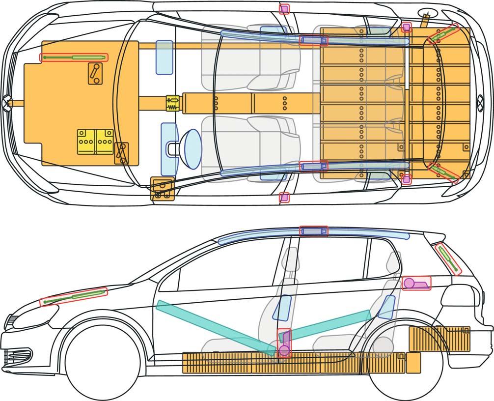 Elektroantrieb Legende Airbag as- generator urtstraffer Karosserie- Verstärkung asdruck- dämpfer Steuergerät 12 V-Batterie