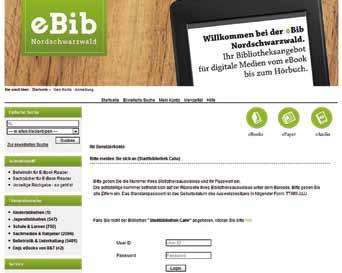 Stadtbibliothek Calw zweitstärkster Verbundteilnehmer der ebib-nordschwarzwald Zahl der Online-Ausleihen stark gestiegen Schon seit April 2014 bietet die Stadtbibliothek Calw den Zugang zur
