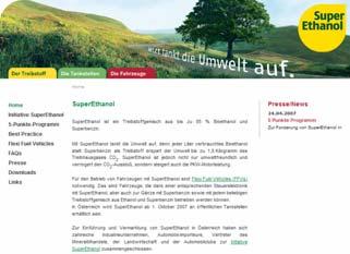 Arbeitsprogramm der Initiative SuperEthanol Informationsbereitstellung