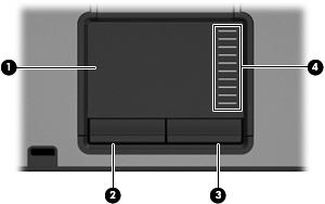 Komponenten an der Oberseite Zeigegeräte HINWEIS: Richten Sie sich nach der zu Ihrem Computer passenden Abbildung.