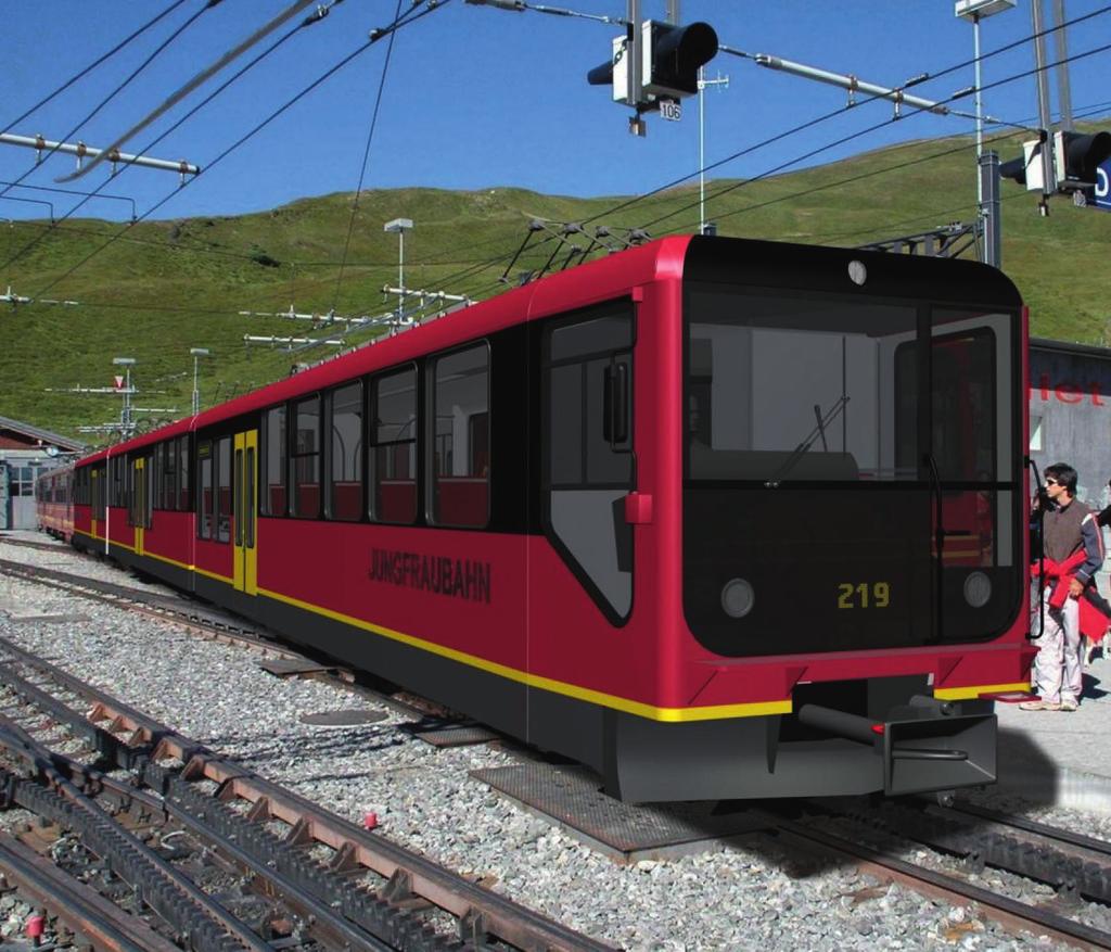 7 Rollmaterialerneuerung «Jungfraubahn Premium» Längerer Aufenthalt auf dem Jungfraujoch und optimale Gästeverteilung 4 neue dreiteilige Niederflurtriebwagen Ausmusterung altes Rollmaterial Erhöhung