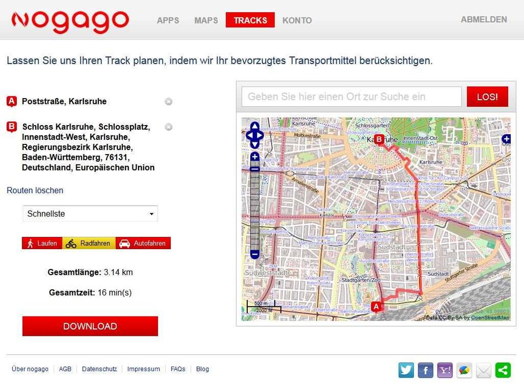 3 nogago.com Portal: Tracks importieren und teilen Über das Portal http://blog.nogago.com/de/track-management/ können Sie Tracks selbst erstellen oder existierende Tracks herunterladen.