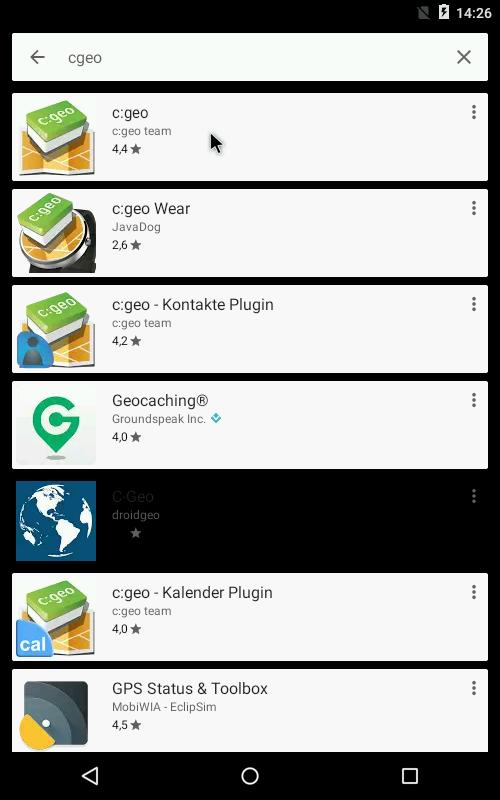 Installation (1) Google Play Store Nach cgeo