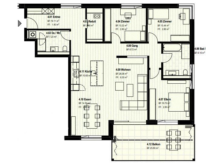 Das Haus ist zudem ein Minergie Haus. Dies bedeutet, dass das Haus gut isoliert ist, dass eine Wärmepumpe die Wärme liefert, also kein Gas oder Öl, und dass die Räume unmerklich gelüftet werden.