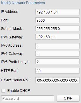 5. Ändern Sie die IP-Adresse so, dass sie dasselbe Subnetz hat wie der Computer. Ändern Sie hierzu entweder manuell die IP-Adresse, oder aktivieren Sie das Kontrollkästchen "DHCP aktivieren".