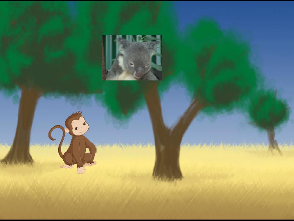 Der Koala und der Affe Der kleine Koala wohnte in einem großen Regenwald. Er war immer allein und hatte keine Freunde. An einem schönen Tag ging er raus und wollte Bambus essen.