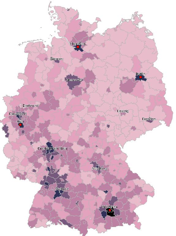 Digikompass Landkreis Tuttlingen weist mit Rang 91 einen relativ hohen Digitalisierungsgrad auf Gesamtindex Digikompass enthält Daten zu IT-Gründungen (Startups) Beschäftigten im IT-Bereich