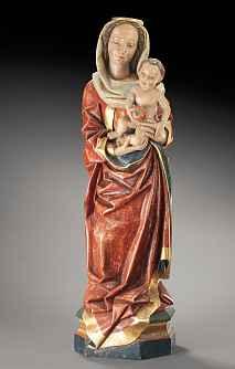 3853 In der Art der OBERRHEINISCHE SCHULE UM 1520 Madonna mit Kind Herausgeschlagener Kern.