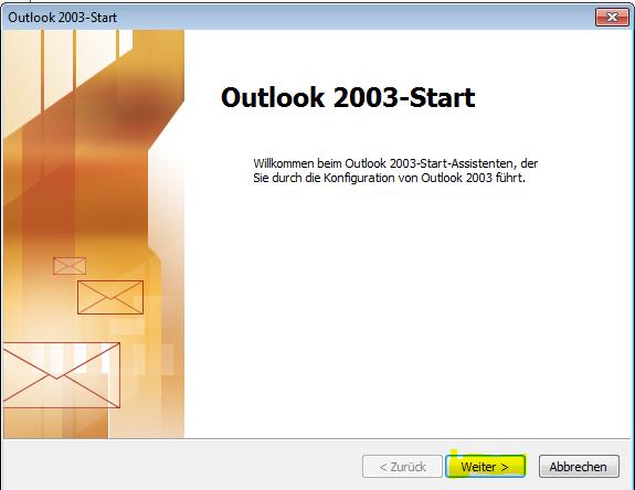 MS-Outlook 2003 Bitte klicken sie