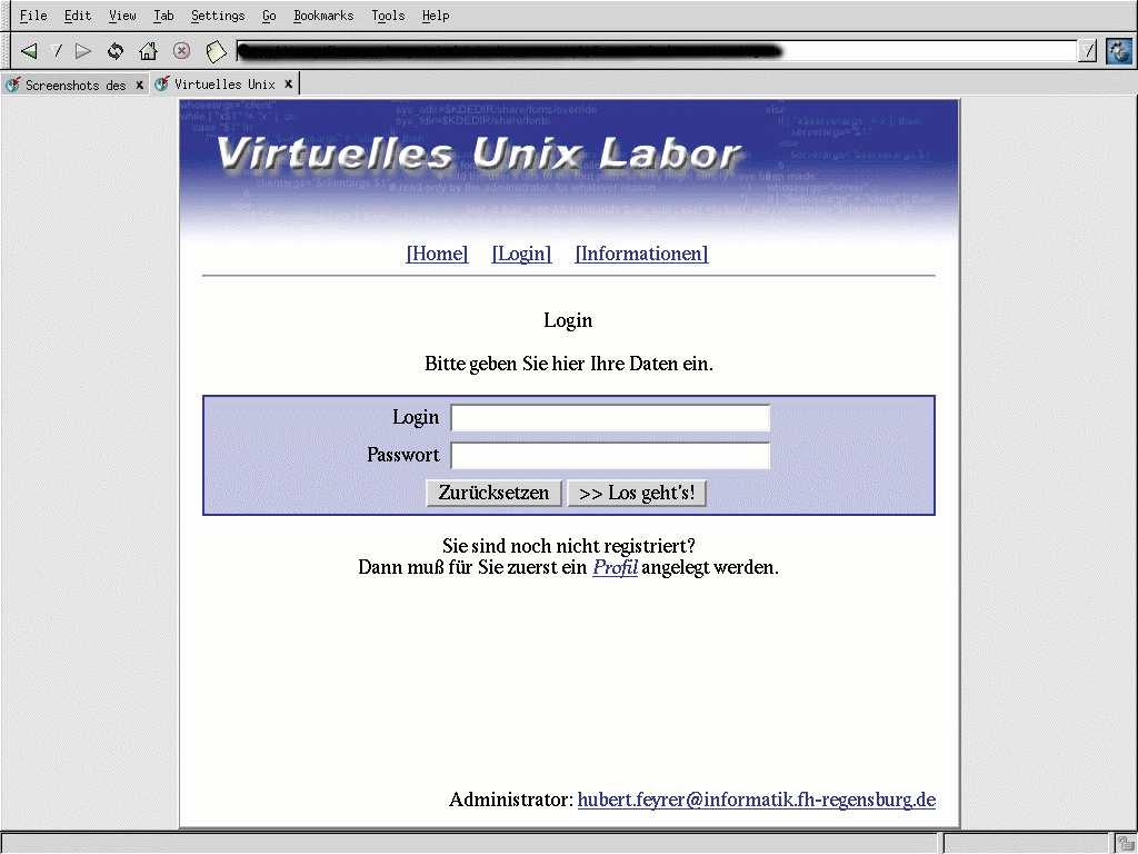 vulab: Login Virtuelles Unix