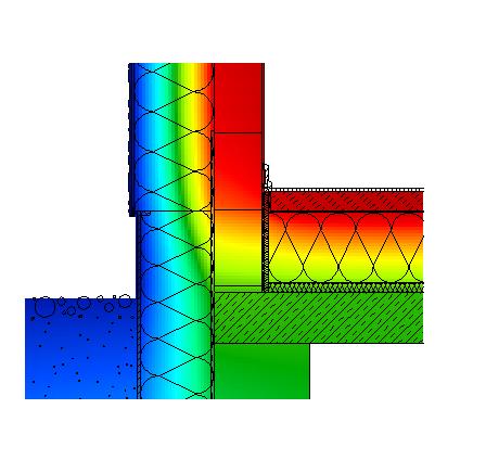 Außenwand-Bodenplatte: Dämmung auf der Bodenplatte Wärmebrückenverlustkoeffizient = -0,01 bis 0,01 W/mK in