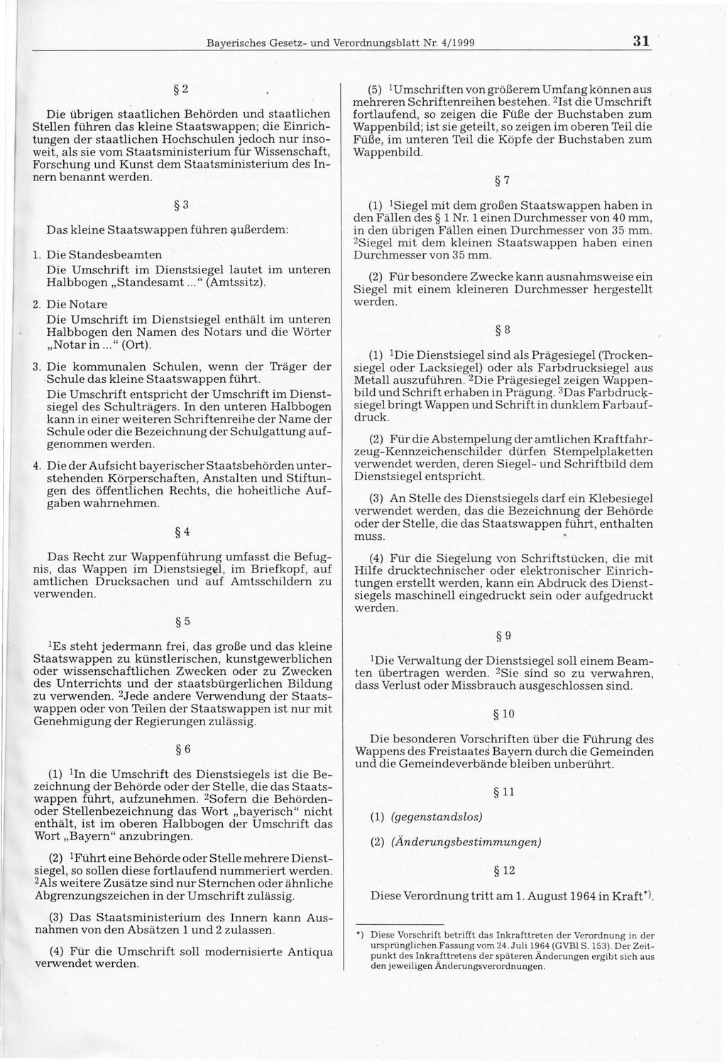 Bayerisches Gesetz- und Verordnungsblatt Nr. 4/1999 31.
