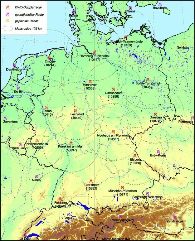 Folie 20 Radarprodukte des DWD RADOLAN Kompositformat (Deutschland): 900 x 900 km² (deckt Bundesgebiet ab)