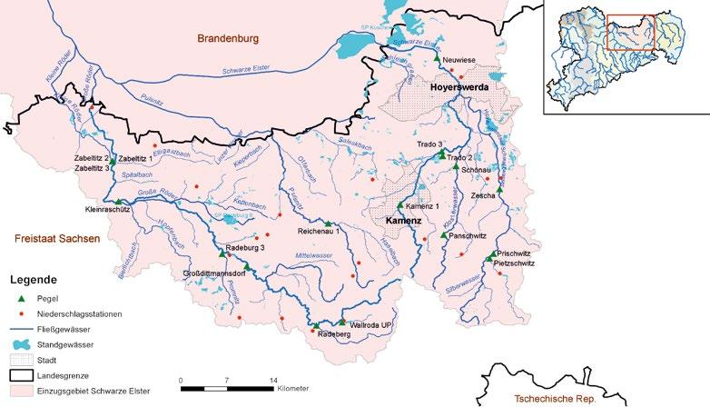 1 Abbildung 1-3: Der sächsische Teil des Einzugsgebietes der Schwarzen Elster det sich beim Ortsteil Starbach nach Nordosten.