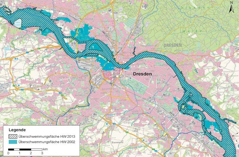 Abflussaufteilung im Bereich Hafen Dresden am 4.6.