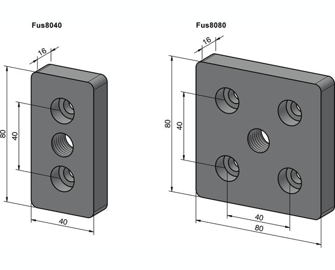 Fussplatte Stabile Fussplatte zur Befestigung von Rollen und Stellfüssen.