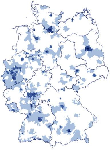 HIV-Infektion Spezielle Krankheiten 121 Abb. 6.23.3: Gemeldete HIV-Erstdiagnosen pro 100.000 Einwohner nach Postleitbereich (geglättet), Deutschland, 2010 (n = 2.