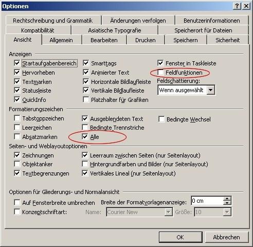 Basiseinstellungen für Übersetzungsarbeiten - Office 2000, XP, 2003 2.1.